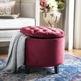 thumbnail image 2 of SAFAVIEH Amelia Contemporary Glam Tufted Storage Ottoman, Red Velvet, 2 of 10