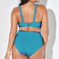 thumbnail image 3 of Women's Split Two Piece Swimsuit Solid Color And Oversized High Waisted Sexy Bikini Junior Swimsuit Underwire Bra Swimsuits for Women Bathing Suit Bottoms Medium Swimsuit Romper for Women Sporty, 3 of 4