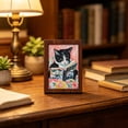 thumbnail image 6 of Reading Cats Mini Framed Wall Art – Floral Cat Print Wood Decor,C, 6 of 6