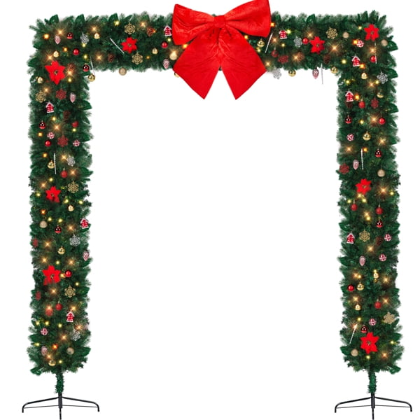 7.9FT Christmas Artificial Tree Archway, 1650 PVC Branch Tips, 350 Warm White LED Lights for Patio, Living Room, Store Entrance