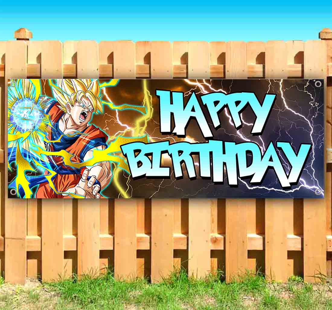 Happy Birthday Anime Goku 13 oz Vinyl Banner With Metal Grommets - image 2 of 5