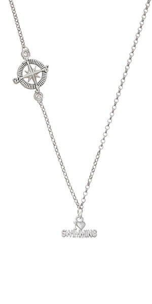 I Heart Swimming Delicate Compass Necklace by Delight and Co.