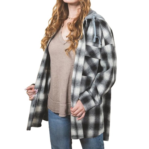Txlixc Chaqueta de camisa a cuadros para mujeres Txlixc moda