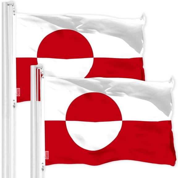 G128 2 Pack: Greenland Flag | 3x5 Ft | LiteWeave Pro Series Printed 150D Polyester | Indoor/Outdoor, Vibrant Colors, Brass Grommets