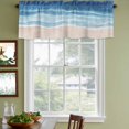 thumbnail image 6 of 2 Pack Summer Blue Beach Valance for Window Coastal Nautical Watercolor Gradient Ocean Sea Waves Kitchen Valance Rod Pocket Short Curtain Topper Decorative Window Treatment for Living Room 42"x12", 6 of 9