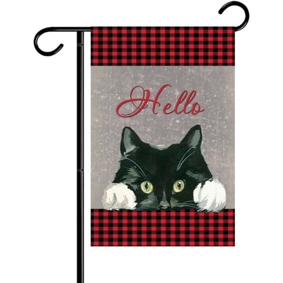 Double-Sided Fall Garden Flag 12x18, Outdoor Welcome Yard Decor Banner with Cat Design for Lawn, Farm and Patio