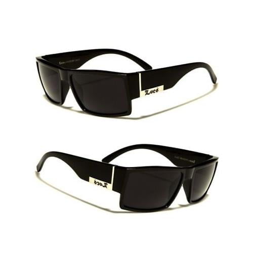 Men's Biker Gangster Sunglasses Locs Dark Lens Matte Black Av Uv 400 318D