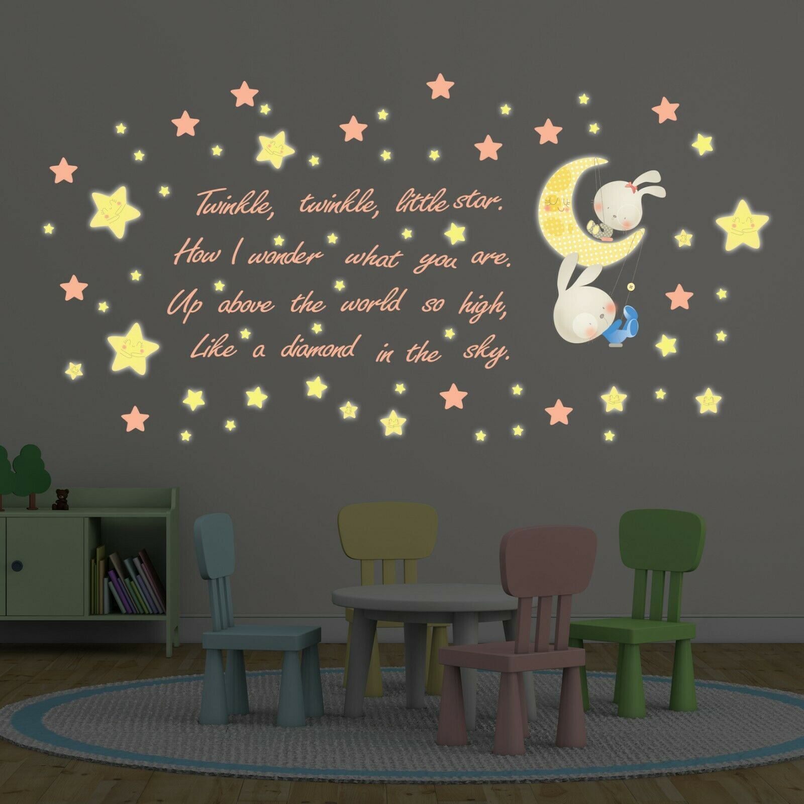 RoomMates Twinkle Twinkle Little Star White and Gold Quote Peel 