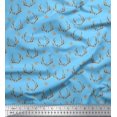 thumbnail image 1 of Soimoi Blue Viscose Chiffon Fabric Antler & Star Print Sewing Fabric Yard 42 Inch Wide, 1 of 3