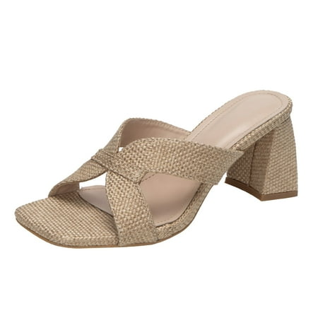 

GWAABD Embellished Sandals for Women Fashionable Hollow Out High Heel Women s Sandals New Square Head Outwear Coarse Heels Women Shoes