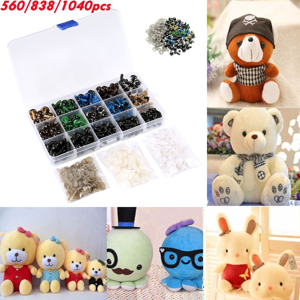 100 PCS 6-12MM BLACK PLASTIC DIY TEDDY BEARS DOLLS ECT,IN ITS OWN CONTAINER. 