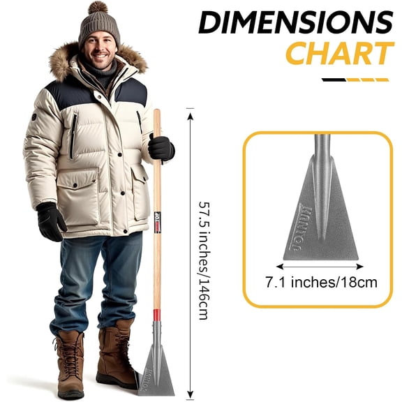 Ice Chopper Ice Scraper for Driveway Snow Ice Chisel Long Handled Ice Breaker Tool for Outdoor,57.5inches