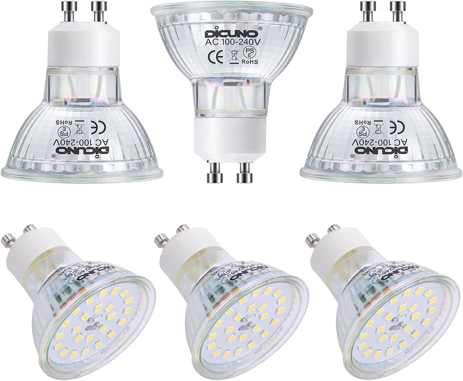 GU10 LED Light Bulbs, 6W 60W Halogen Replacement, Bright Daylight White 5000K, 700LM, Full Glass Cover 120 Degree 120V MR16 GU10 LED Non-dimmable, Spotlight Track Lighting, 6-Pack Walmart.com