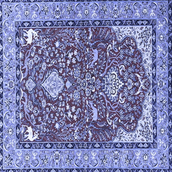 Ahgly Company Indoor Square Animal Blue Traditional Area Rugs, 5' Square
