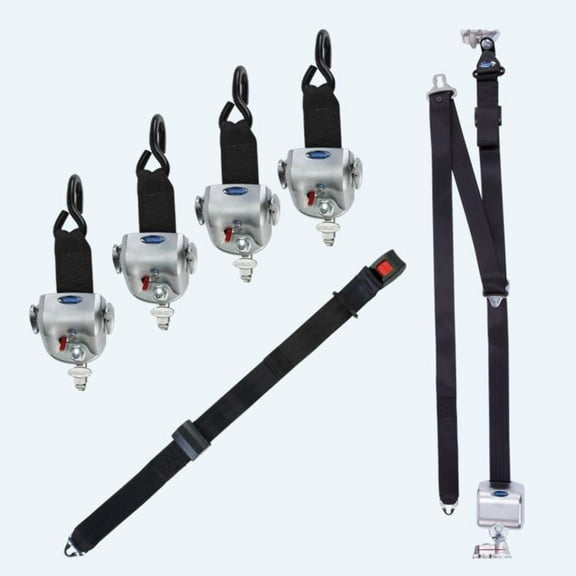 4 QRT-360 Retractors with L-Track Fittings and Retractable Lap & Shoulder Belt with L-Track and 131º Bracket | Q-8600-A1-L2