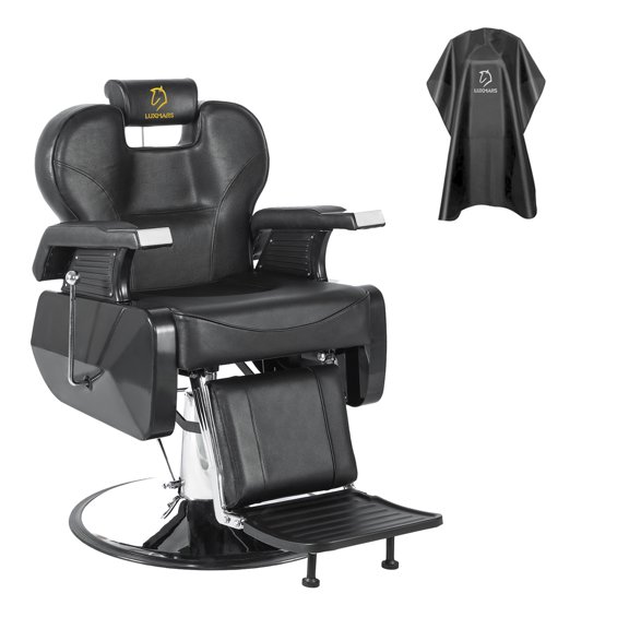 Barber Chair Hydraulic Reclining Salon Chair Styling Chair Hair Chair 360 Degrees Rolling Swivel Barber Chairs for Barbershop Hair Salon Spa Equipment - Black