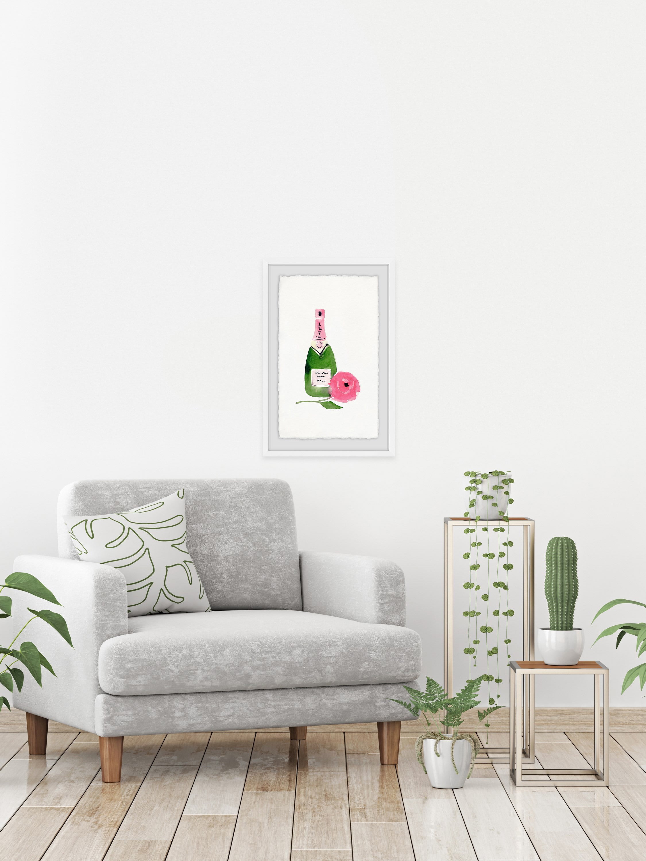 Pink Wine Framed Painting Print