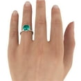 thumbnail image 2 of 2 ctw Lab Created Green Emerald Stone Ring with Diamonds 14K White Gold Flower Vintage Halo, 2 of 5