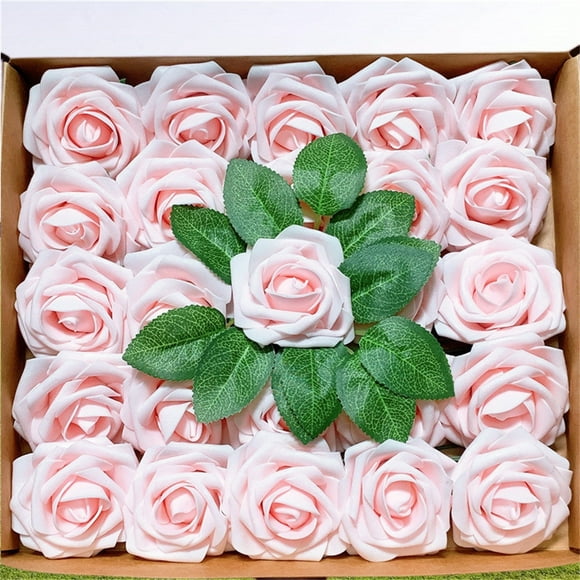 8cm Rose Rose Plus Leaf Belt Rod 25 Flowers Packed Pe Rose Head Fall Centerpieces for Wedding Flower Bundle Hanging Flowers Berries Sweetheart Table Flowers Flower Strips Terracotta Baby Breath