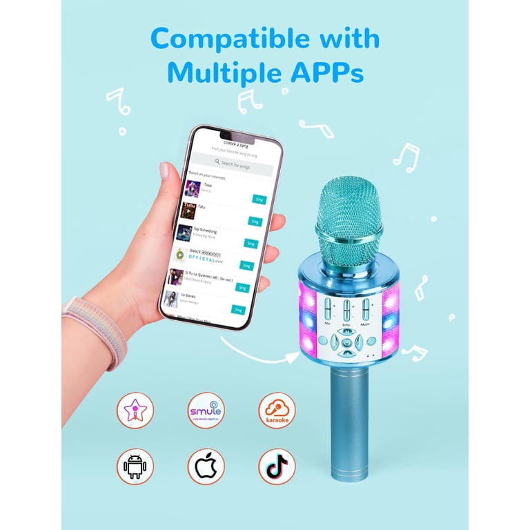 Microphone Karaoke Sans Fil, Karaoké Microphone Bluetooth Portable Pour