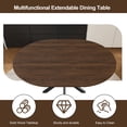 thumbnail image 2 of PAPROOS Extendable Dining Table for 4-6, 60'' Expandable Round Dining Room Table with Metal Legs, Wood Kitchen Table for Small Places, Breakfast Nook, Brown(only table), 2 of 8