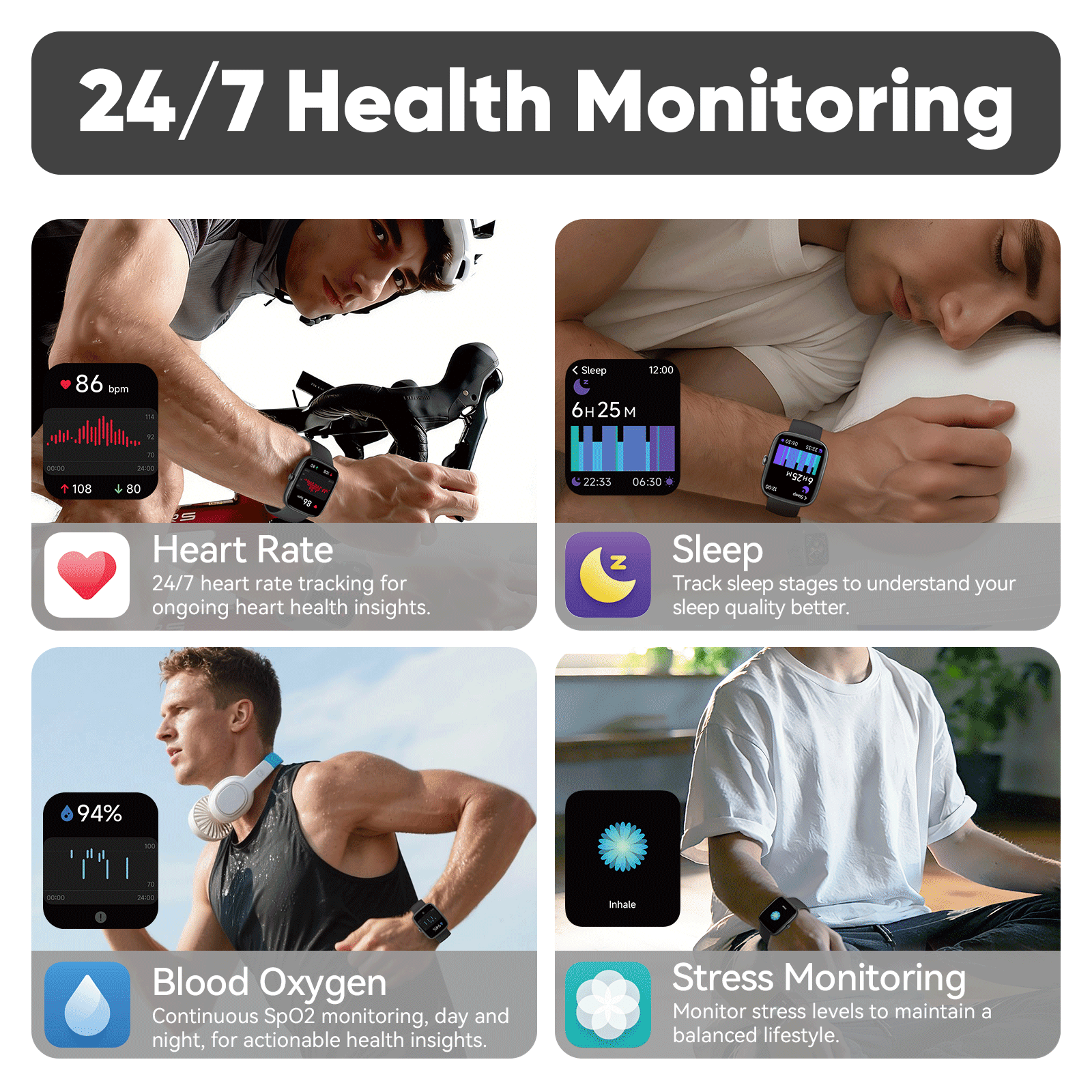 Smart Watches for Men Women (Answer/Make Calls), 1.83" Touchscreen Fitness Watch with 110+ Sport Modes, Fitness Tracker, IP68 Waterproof Smartwatch for Android Ios Black