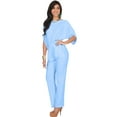 thumbnail image 4 of KOH KOH Long Pants Formal Cocktail Evening One Piece Fall Pockets Dressy Jumpsuit Romper Suit Casual Outfit Playsuit Tall 3/4 Short Sleeve For Women Baby Light Blue X-Large US 14-16 NT118, 4 of 6
