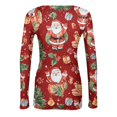 thumbnail image 4 of Christmas Long Sleeve Shirts for Women Y2k Ribbed Slim Fit Funny Santa Claus Print Tee Blouses Fall Fashion Basic Party Crew Neck Thermal T-Shirts, 4 of 6