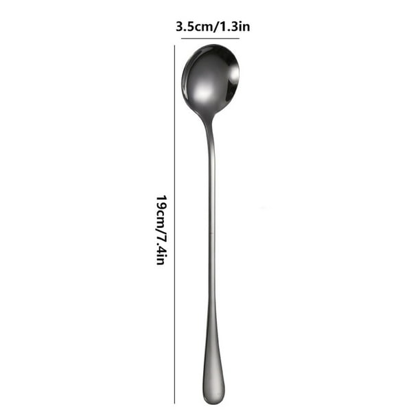 Pisexur Batería de cocina Cuchara mezcladora de acero inoxidable con mango largo, cuchara para café, cuchara para helado, cuchara redonda con punta para hielo para la cocina del hogar