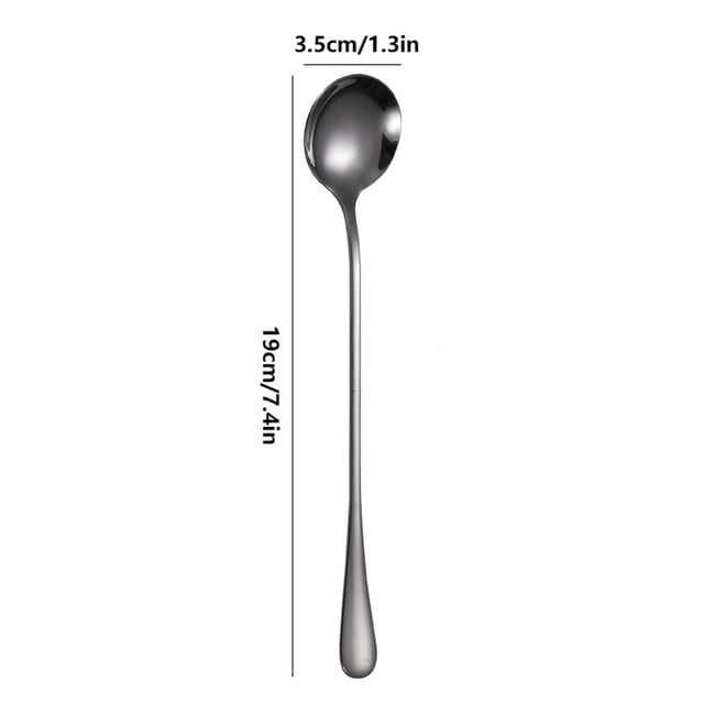 Cuillère à Mélanger en Acier Inoxydable pour Café et Crème Glacée à Long Manche, Cuillère à Café, Cuillère à Crème Glacée, Cuillère Ronde à Pointe Glacée, Cuillère à Crème Glacée