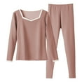 thumbnail image 2 of Bovxnpu Women's Pajama Set 2 Piece Lounge Set, Thermal Underwear for Women Pajamas for Women Set Fall Winter Solid Color Long Sleeve Top and Leggings Thermal Set Sleepwear Loungewear, 2 of 9