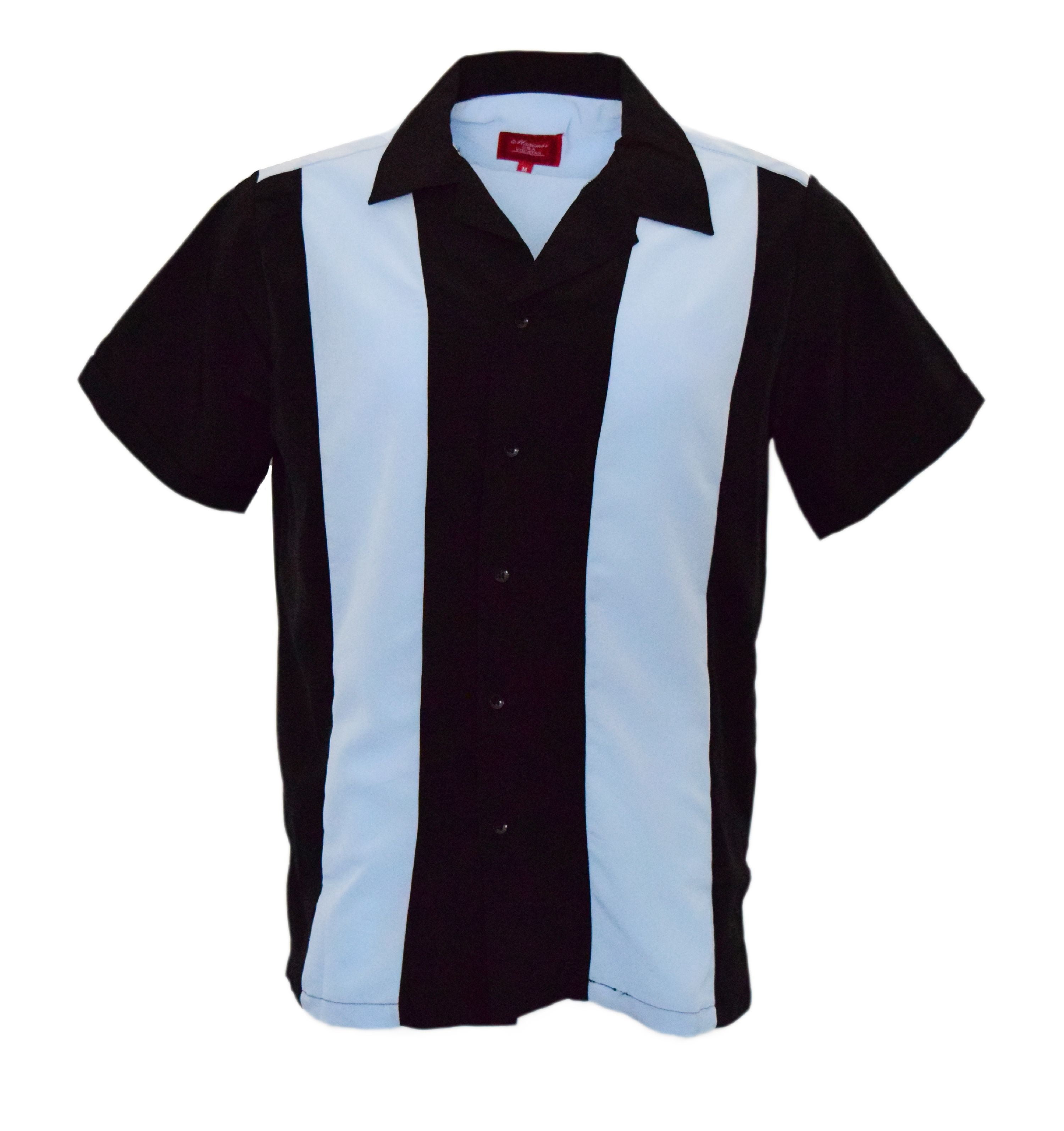 Guayabera Men's Retro Classic Bowling Two Tone Dress Shirt Light Blue ...