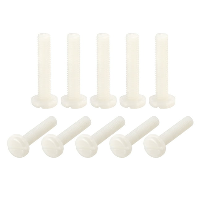 Unique Bargains Nylon Machine Screws, M6x30mm Slotted Pan Head Fasteners Bolts, White 25Pack