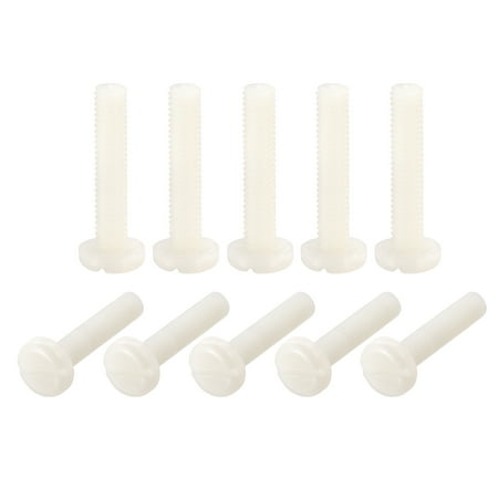 

Uxcell Nylon Machine Screws M6x30mm Slotted Pan Head Fasteners Bolts White 25Pack