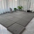thumbnail image 6 of Interlocking Carpet Shaggy Soft EVA Foam Mats Fluffy Square Thickened Plush Tiles Protective Floor Tiles Exercise Play Mat for Children Kids Room Home Parlor Bedroom (Grey, 12 Pcs), 6 of 7