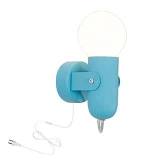 Plug-In Dimmable Wall Sconce - Macaron Style, 6ft Cord With In-Line Switch, E26 Socket, Matte Finish (Yellow, White, Blue, Green, Gray, Pink)