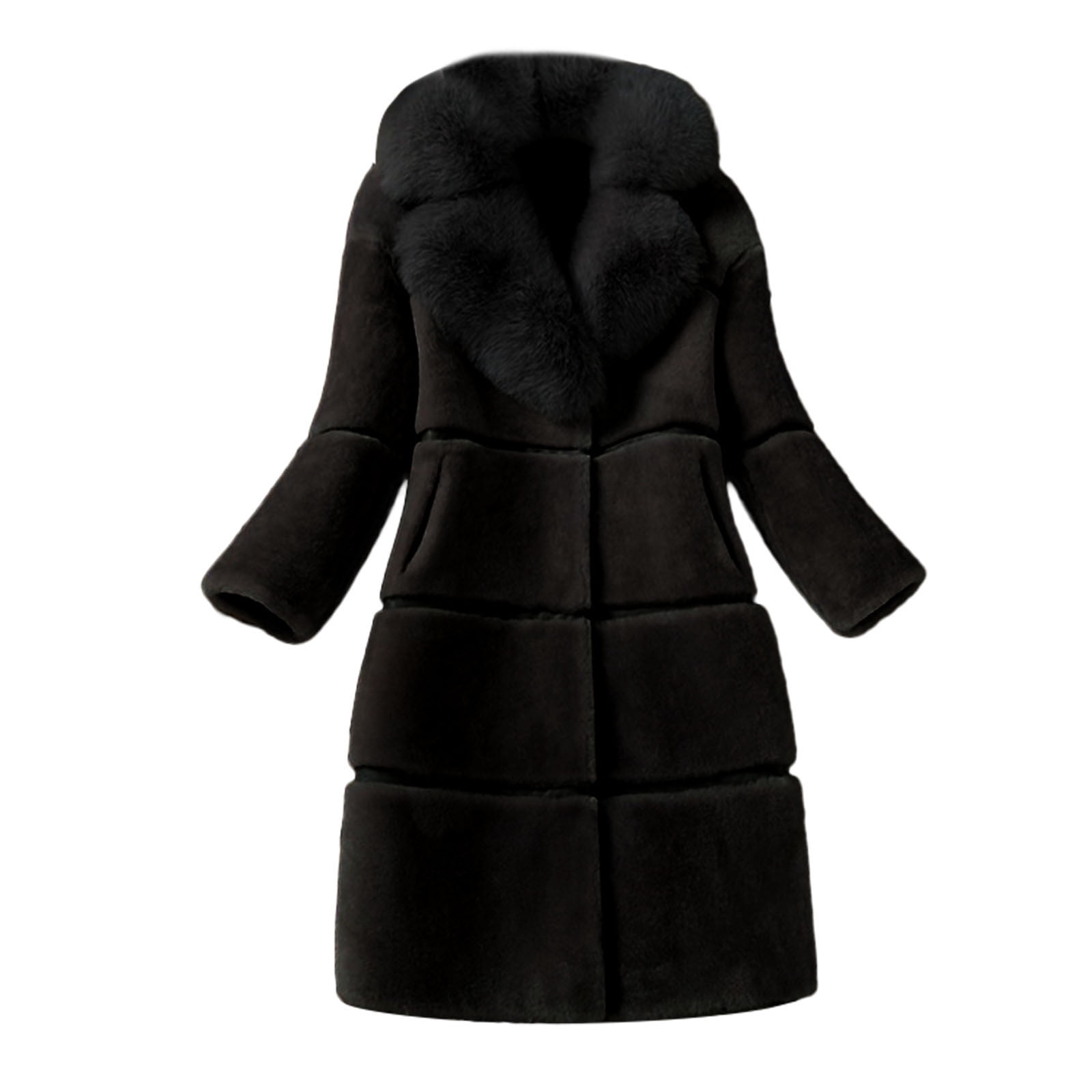 ACE SHOCK Faux Fur Coat Women Hooded Long Winter Jacket Casual Warm Outwear 2 Colors Size XS-XL