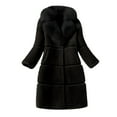 thumbnail image 2 of (clearance)IDALL Faux Fur Coat Trench Coat Women Faux Coat Elegant Thick Warm Fashion Outerwear Long Jacket Plush Jacket Warm and Soft Winter Overcoat Parkas Peacoat Black 3xl, 2 of 5