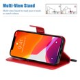 thumbnail image 3 of Allytech Wallet Case for iPhone 13 5G 6.1 inch 2021, Slim Premium Embossed Tree Cat Flowers PU Leather Flip Kickstand Magnetic Snap Hand Strap Case for iPhone 13 2021, Red, 3 of 6