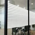 thumbnail image 4 of THHEIC Privacy Window Film, Non Adhesive White Strips Window Sticker,Faux Shutter Blinds Looking Static Cling Glass Covering for Home Office Security Protection UV Blocking, 4 of 8