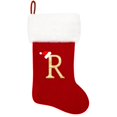 thumbnail image 1 of Eoocan Medias navideñas con monograma de 20.0 in, terciopelo rojo con puño de felpa súper suave blanco, medias de Navidad bordadas, decoración clásica personalizada para decoración de temporada navide, 1 of 1