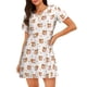 thumbnail image 1 of Disketp Squirrel And Rose para Camisón Corto de Manga Corta para Mujeres, Camisón Cómodo con Escote Redondo, Bonito y Confortable, 1 of 6