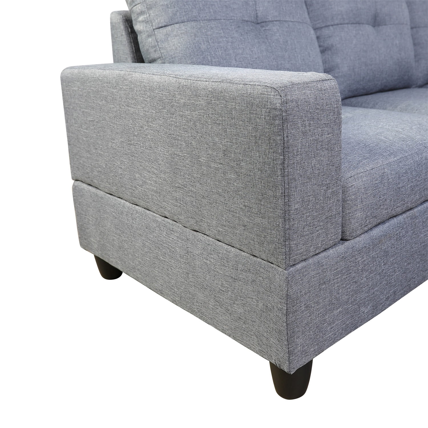 Hommoo Modern Linen 2-Piece Couch Living Room Sofa Set Sectional Couches and Sofas, L-Shaped Sectional Couch Sofa, Grey(No Ottoman)