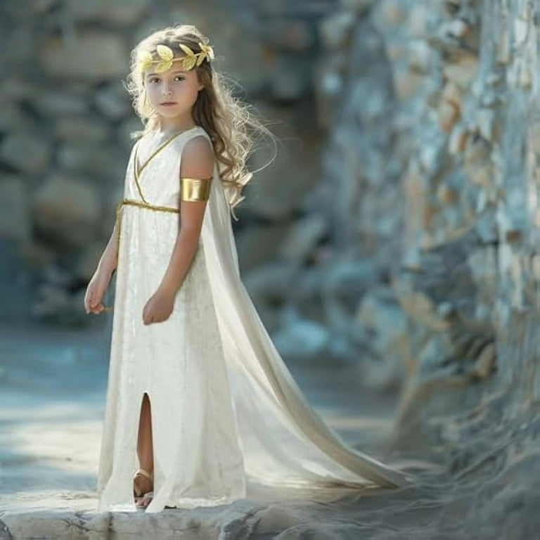 Costume Party Dresses Roman Women's Golden Era Roman Goddess Dress With  Slit, Gold, One Size