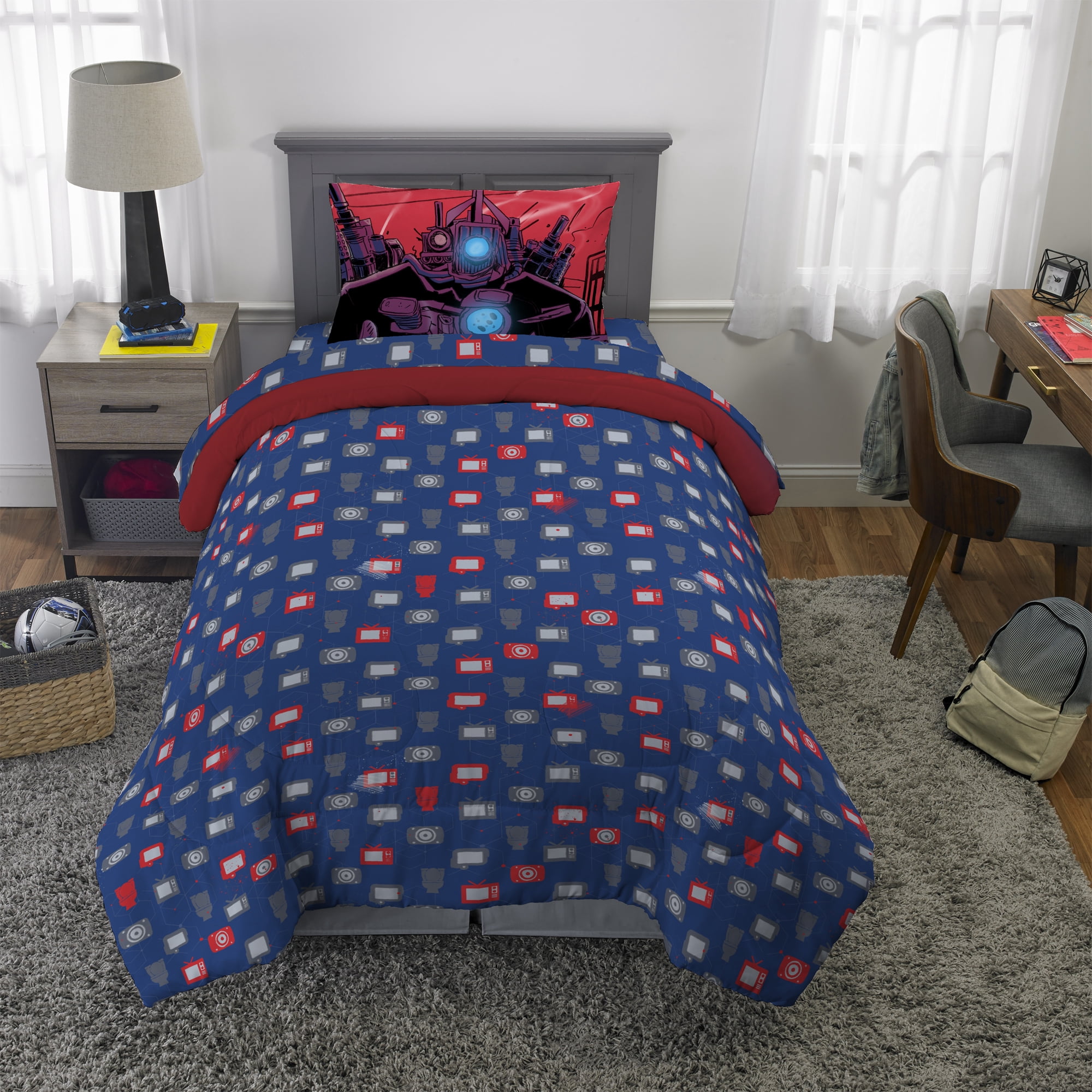 Skibidi Toilet Kids Twin Bed in a Bag, Comforter and Sheets