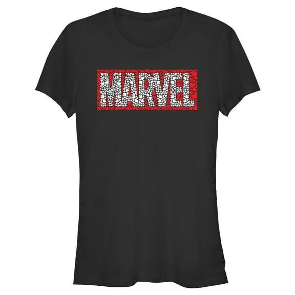 Junior's Marvel Heart Fill Logo Graphic Tee Black Large