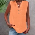 thumbnail image 2 of Nestiefly Gauze Tank Tops for Women V Neck Sleeveless Cotton Linen Tops Summer Dressy Casual Work Blouses Boho Top Orange 2XL, 2 of 6