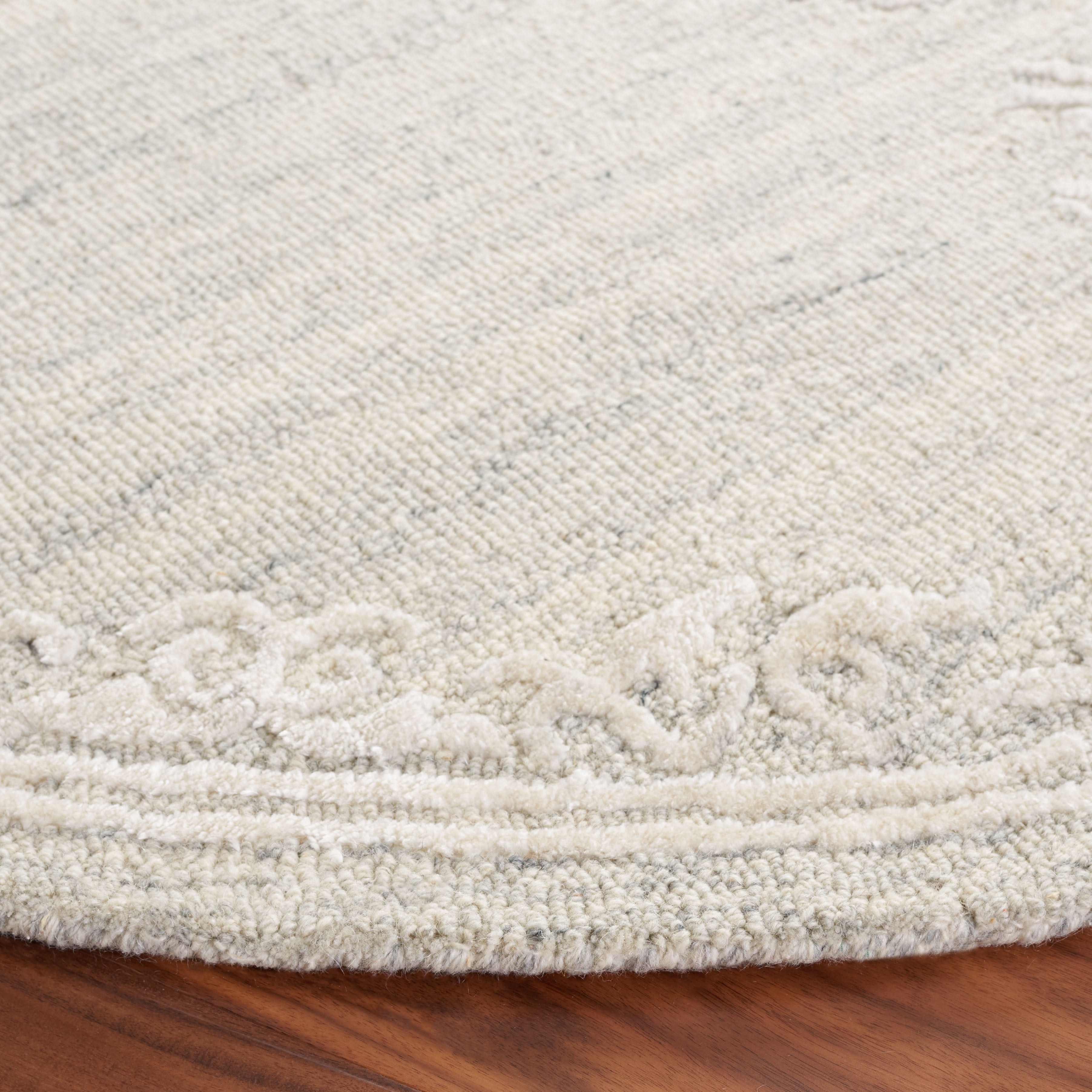 SAFAVIEH Glamour Euler Abstract Area Rug, Silver/Ivory, 6' x 6' Round