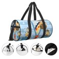 thumbnail image 5 of Xecao Giraffe Come Out From Zipper print Round Travel Duffel Bag is a foldable gym bag with an inner pocket, perfect for travel sports, 5 of 8