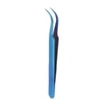 thumbnail image 4 of Pinzas para aplicar pestañas, de acero inoxidable, punta precisa, ligeras, para extensiones de pestañas, pinzas curvas azules., 4 of 14